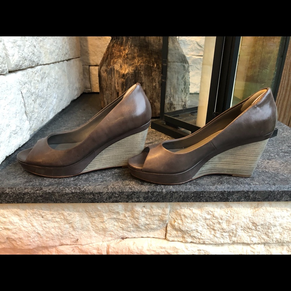 Cole Haan peep toe wedges, size 9.